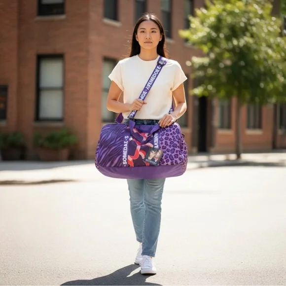 RARE OG FAN Memorabilia Justin Bieber Someday Purple Duffel Bag Weekender Travel - Picture 3 of 10